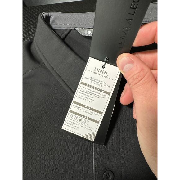 UNRL Performance Polo Shirt Black Size Large RedHawk University Logo NEW - Picture 7 of 11